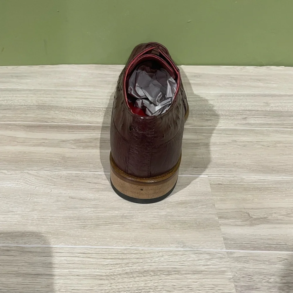 Men's Fennix Italy Brown Leather Dress Shoes ostrich oxford red bottom sole